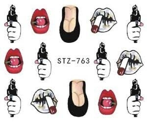 Pop Art Lips Smoke Gun Nail Decal