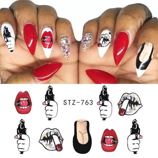 Pop Art Lips Smoke Gun Nail Decal
