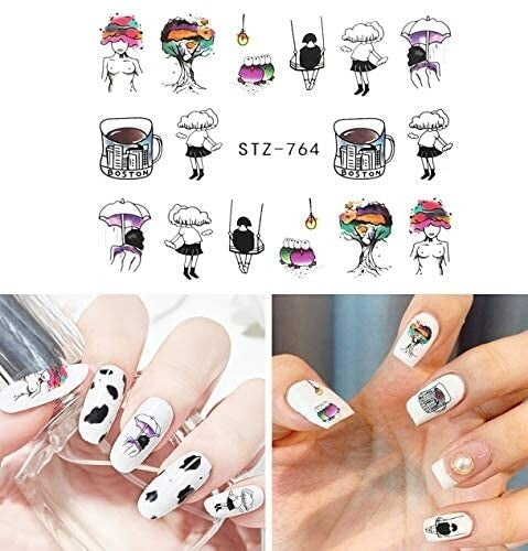 Girl Tree Smoke Nail Decal