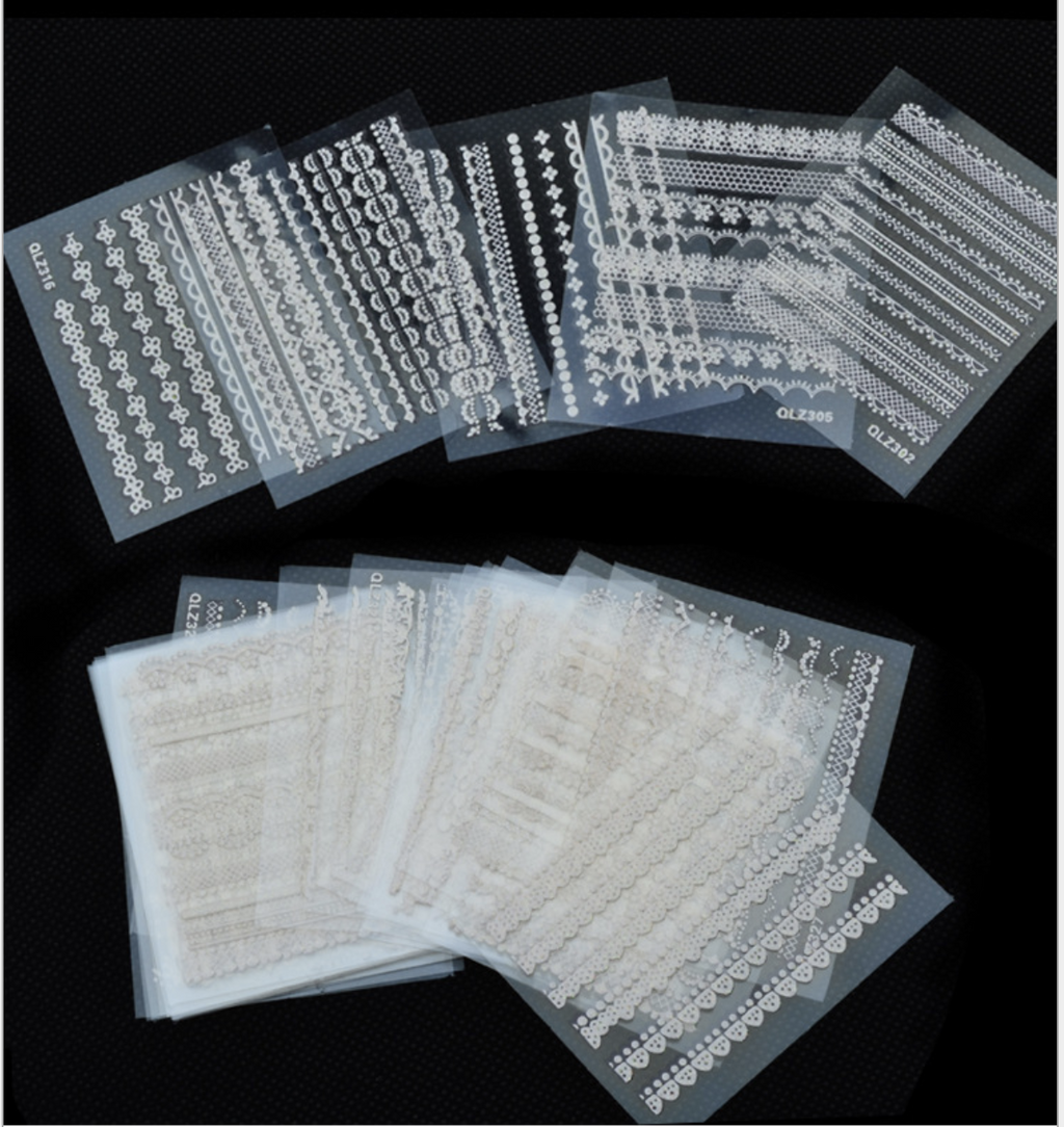 Lace White Nail Art Sticker