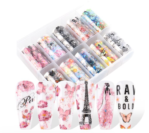 Butterfly Flower Nail Art Foil Set Box