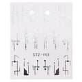 Silver Metallic Abstract Geometric Lines Nail Decal