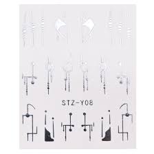 Silver Metallic Abstract Geometric Lines Nail Decal