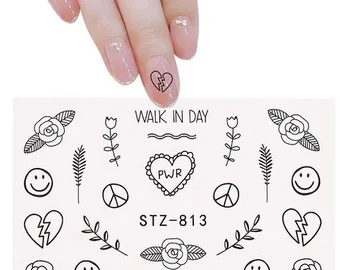 Palm Tree Hearts Leaf Smiley Face Nail Decal