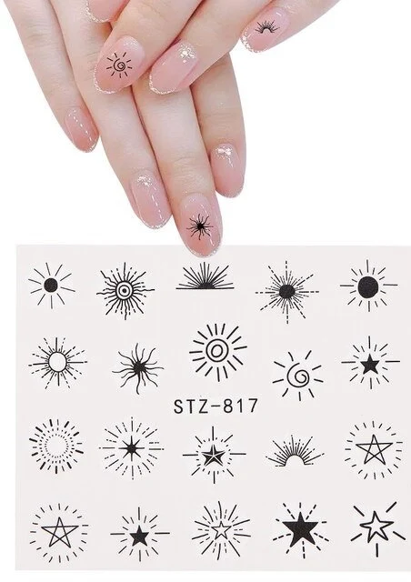 Sun Stars Geometric Nail Decal