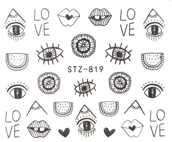 Eyes Pyramid Lips Love Geometric Nail Decal