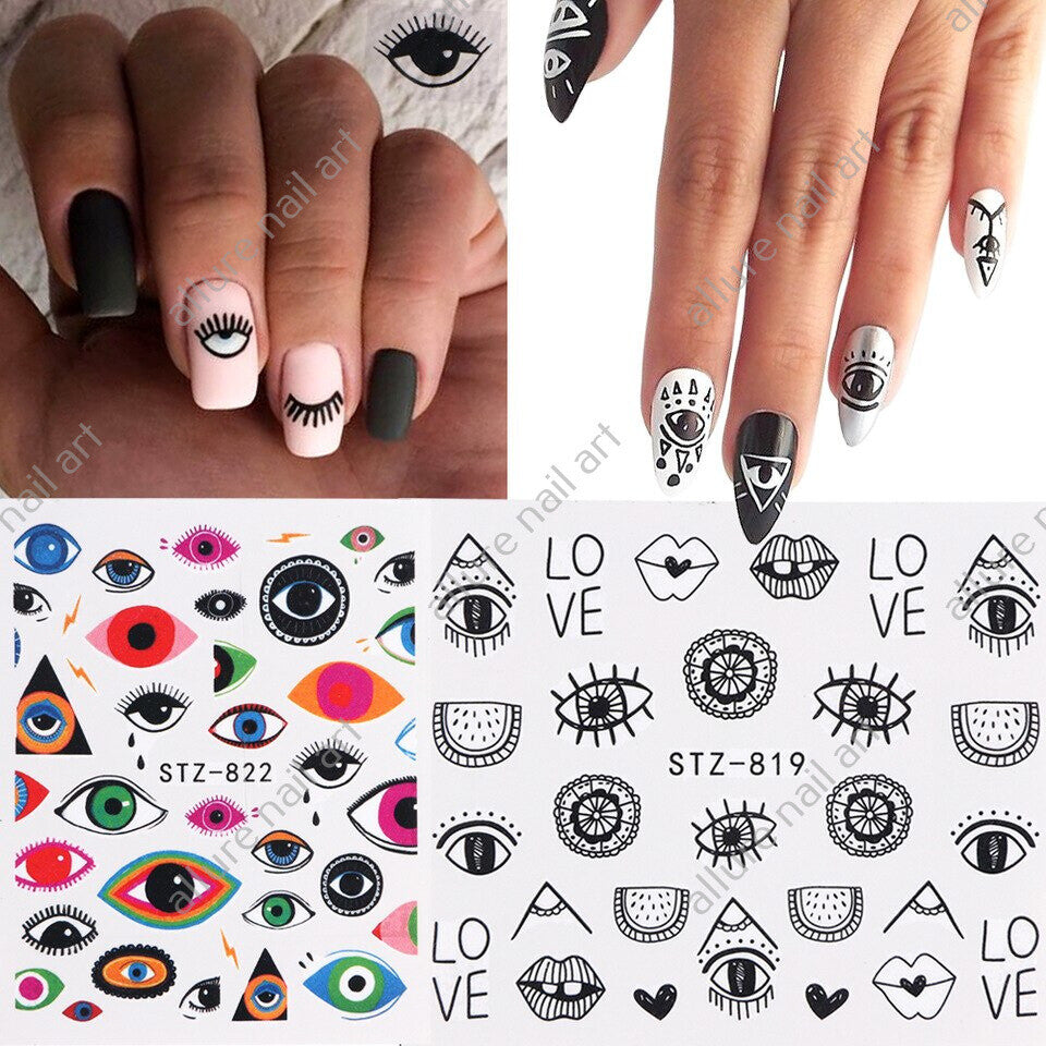 Eyes Pyramid Lips Love Geometric Nail Decal