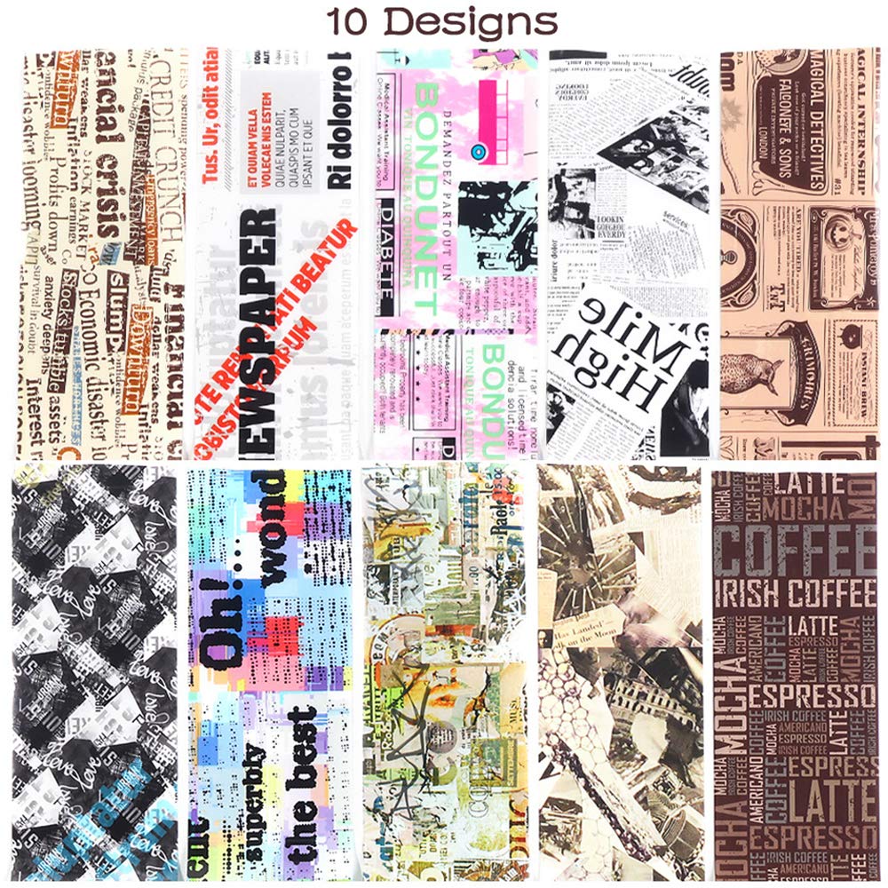 Newspaper Print Text Pop Art  10pcs Foil Set Box