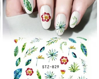 Leaves Flower Nail Decal