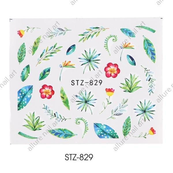 Leaves Flower Nail Decal