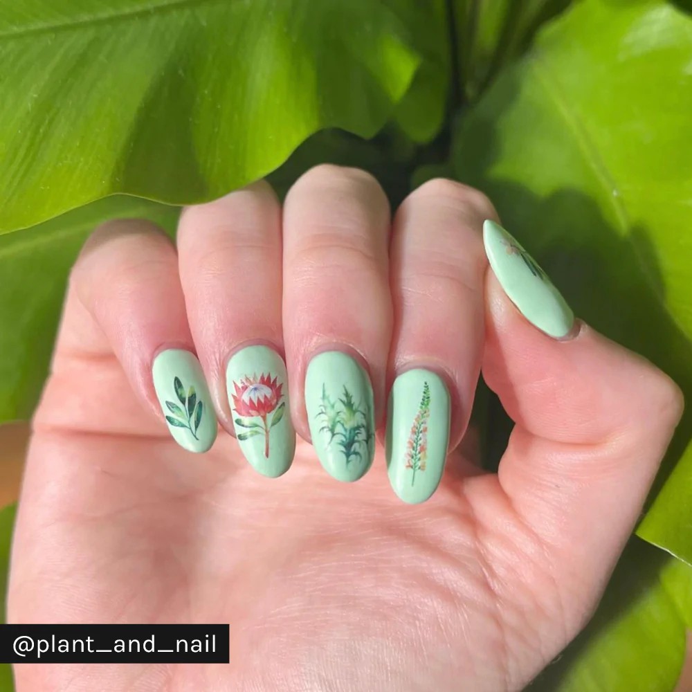 Protea Rose Flower Leaves Nail Decal