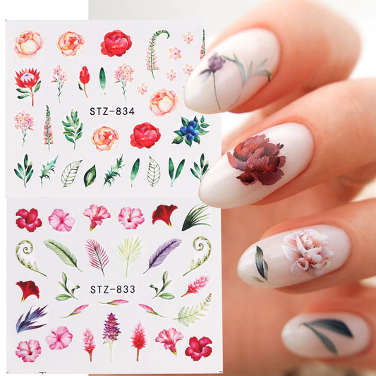 Protea Rose Flower Leaves Nail Decal