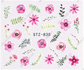 Love Rose Flower Leaves Nail Decal