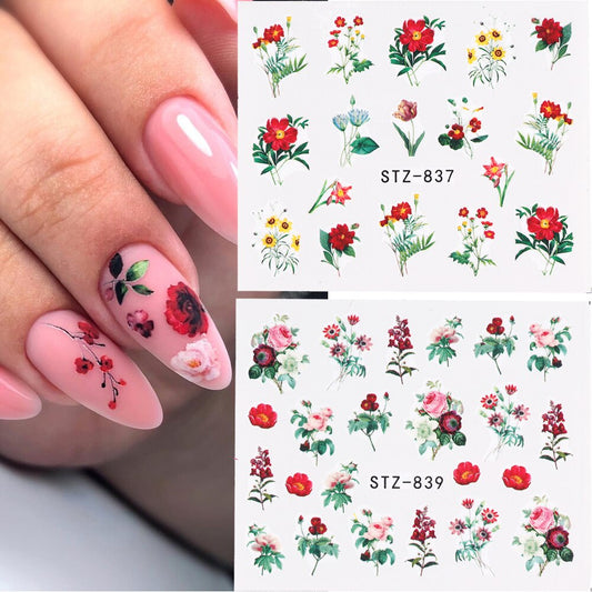 Flower Leaves Nail Decal