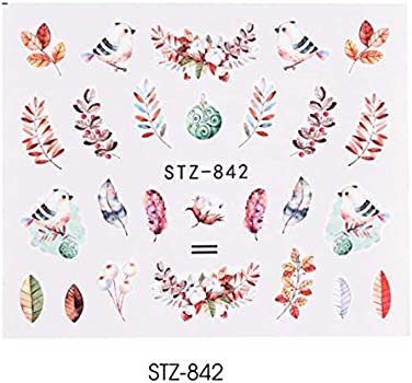 Feather Leaves Bird Nail Decal