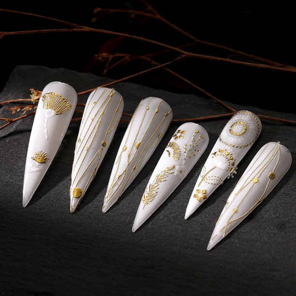 Geometric Leaves Flower Abstract Nail Art Sticker