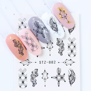 Flower Geometric Nail Decal STZ882