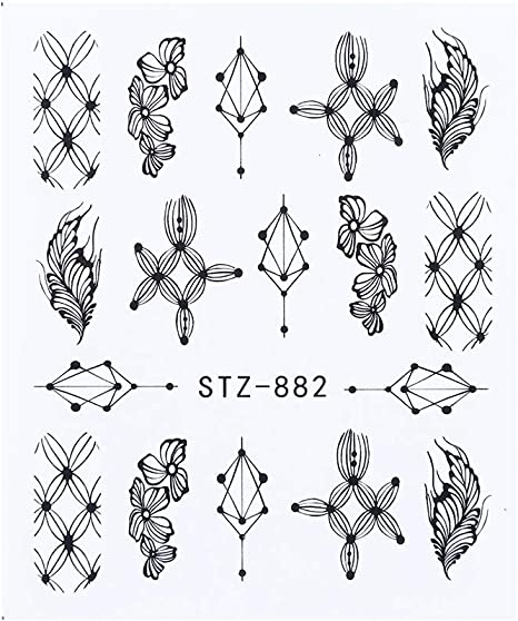 Flower Geometric Nail Decal STZ882