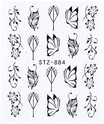 Butterfly Flower Geometric Nail Decal STZ884