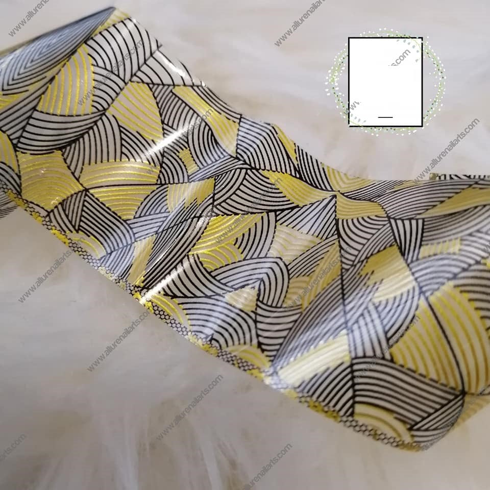 Gold Black Geometric Foil Nail Transfer