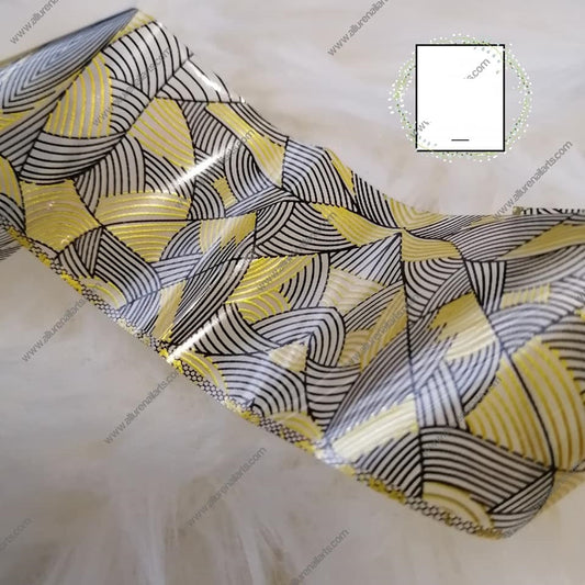 Gold Black Geometric Foil Nail Transfer