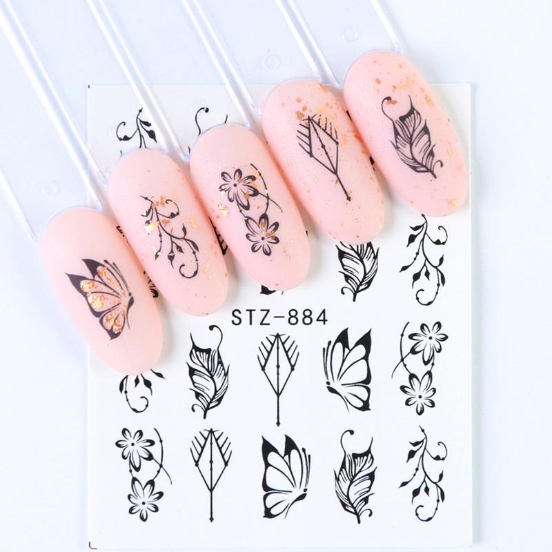 Butterfly Flower Geometric Nail Decal STZ884