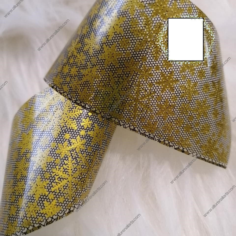 Gold Black Geometric Foil Nail Transfer