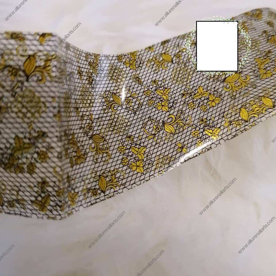 Gold Black Geometric Foil Nail Transfer