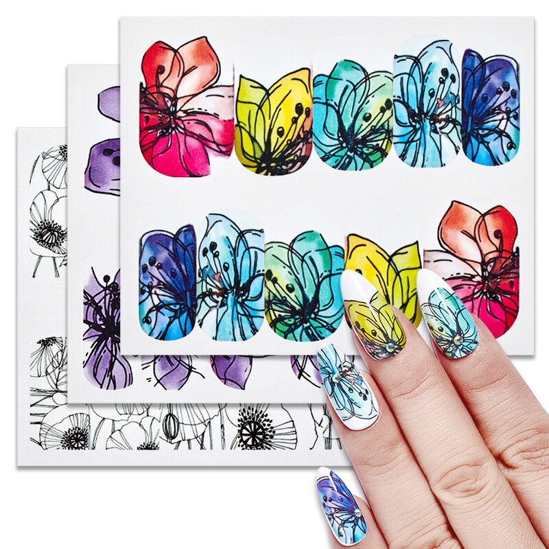 Flower Geometric Nail Decal STZ890