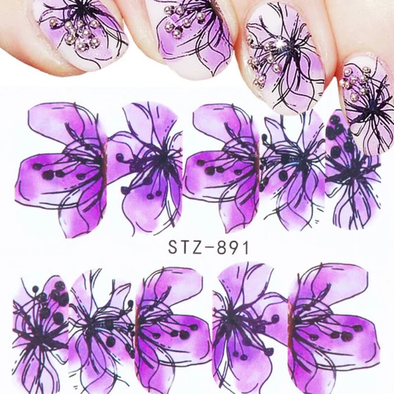 Flower Geometric Nail Decal STZ891