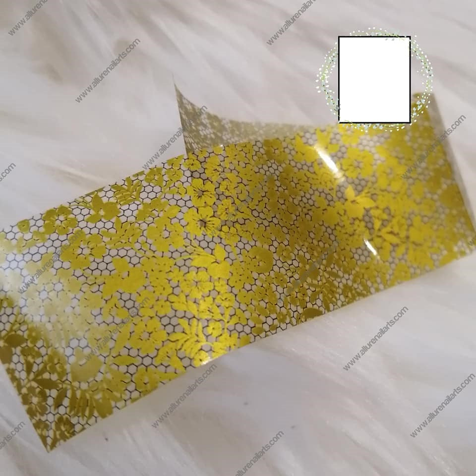 Gold Black Geometric Foil Nail Transfer