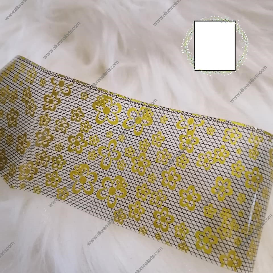 Gold Black Geometric Foil Nail Transfer