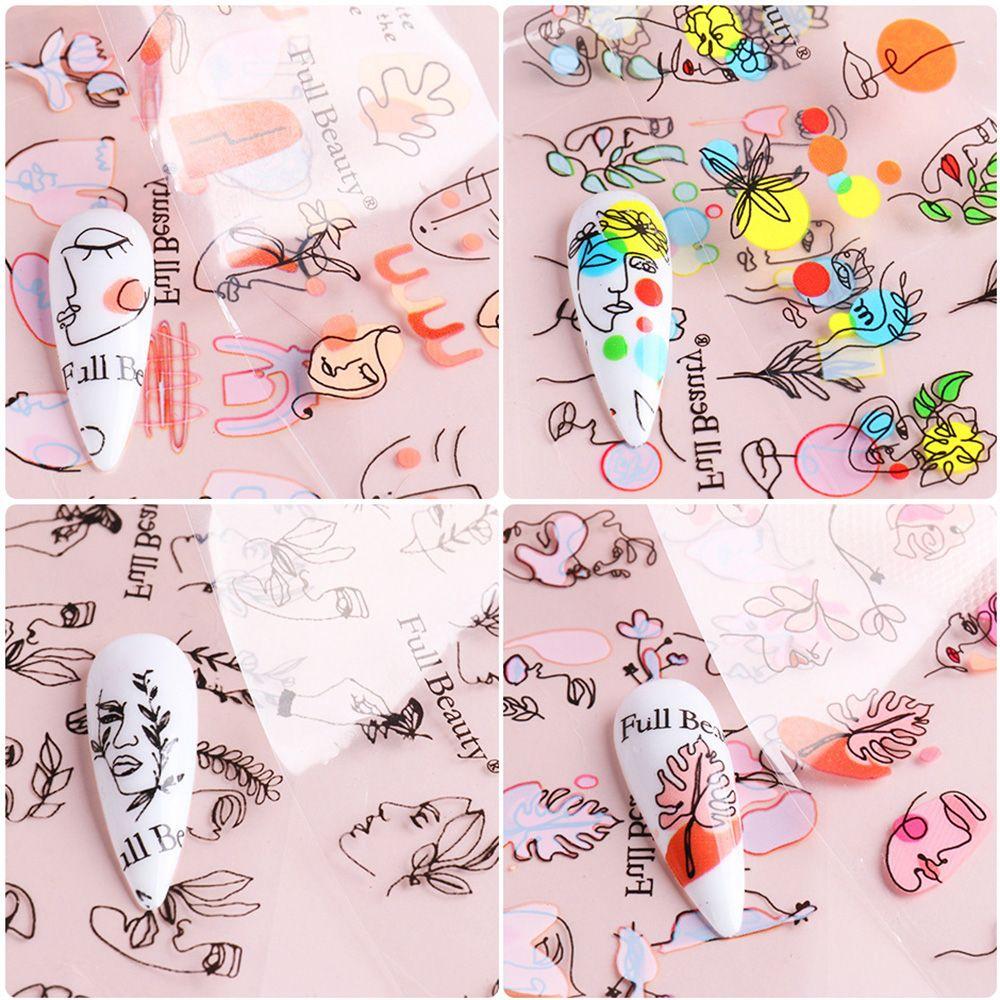 Abstract Faces Floral Foil Nail Transfer