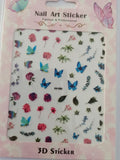 Flower Leaves Butterfly Nail Art Sticker