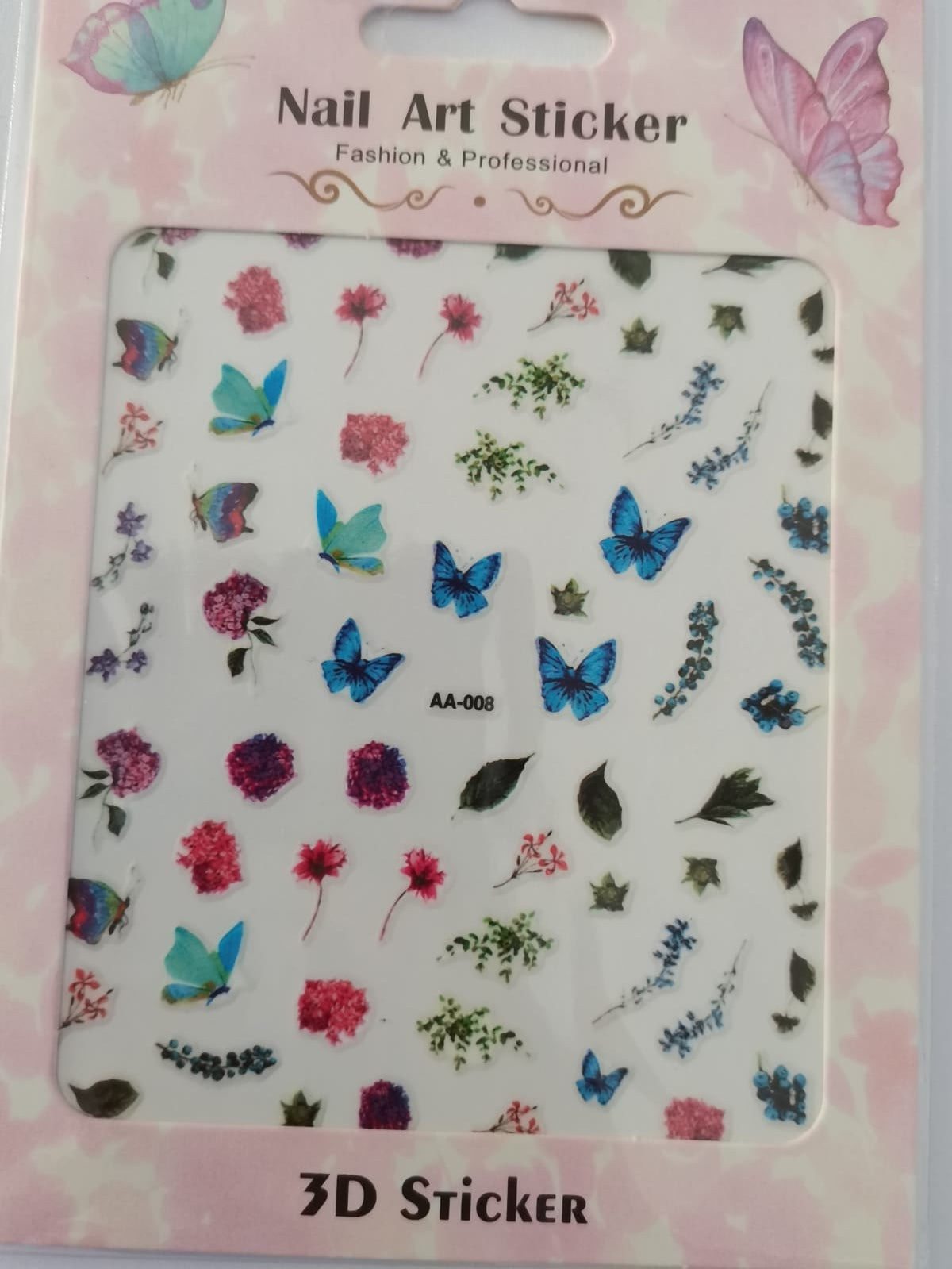 Flower Leaves Butterfly Nail Art Sticker