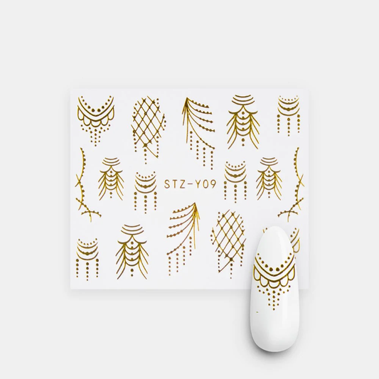 Gold Metallic Lace Nail Decal