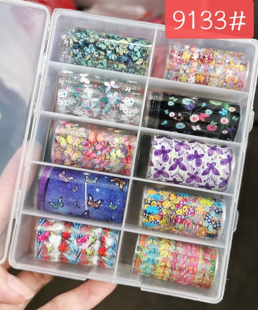 Butterfly Flower Nail Art Foil Set Box