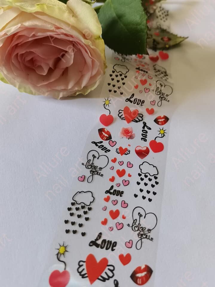 Love Valentine Foil Nail Transfer