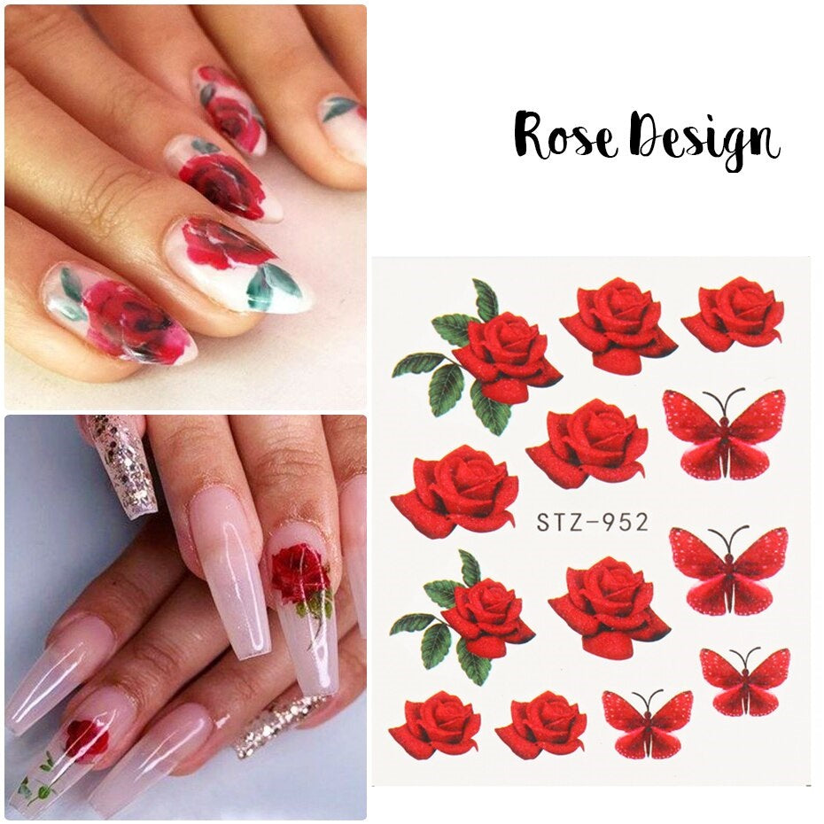 Rose Flower Nail Decal