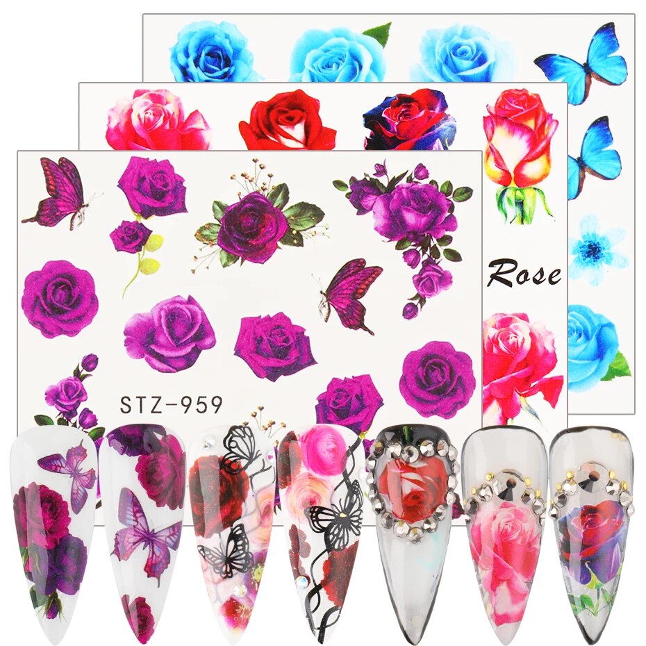 Rose Flower Nail Decal