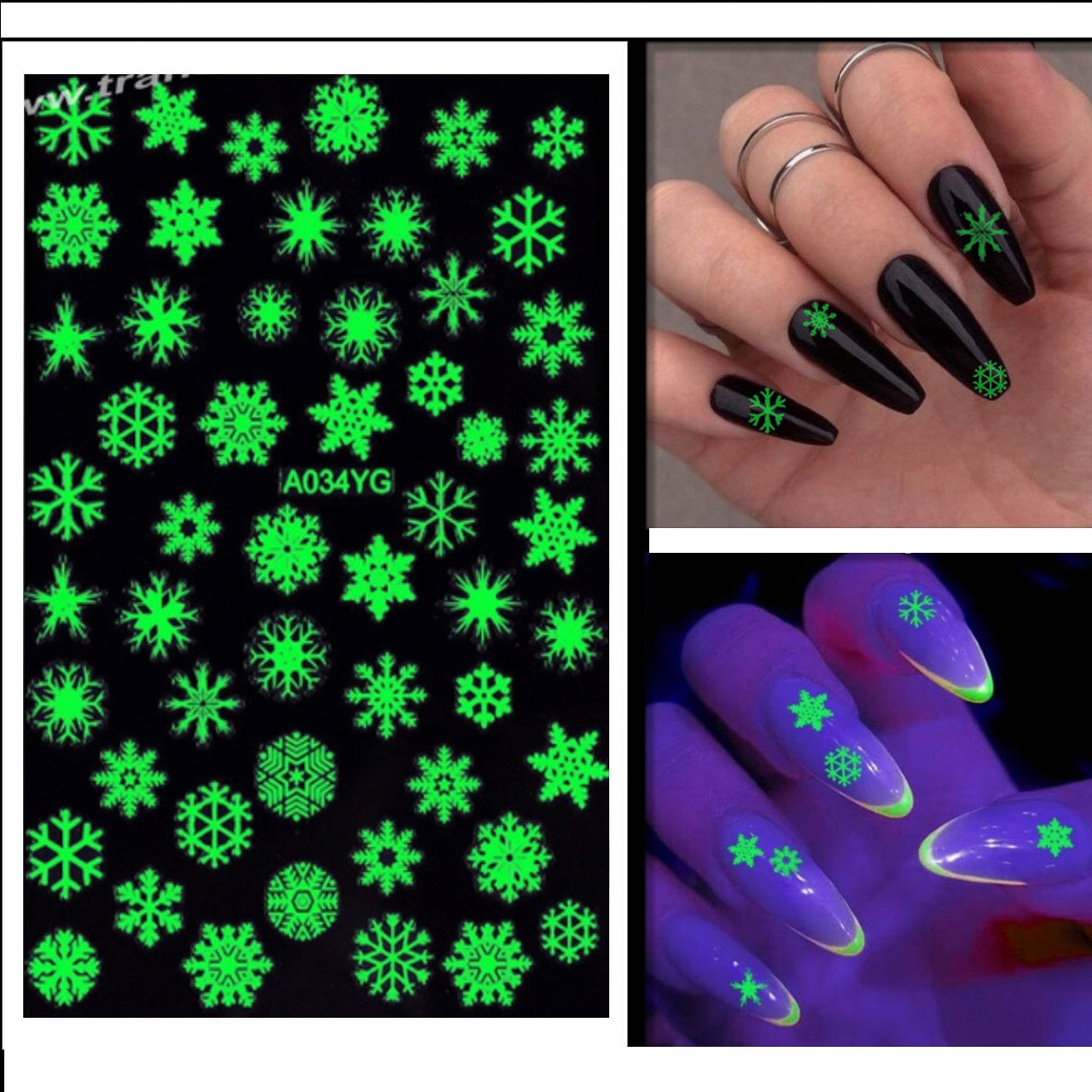 Glow in the dark Flower Leaf Nail Sticker