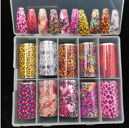 Animal Print Leoprint Nail Art Foil Set Box