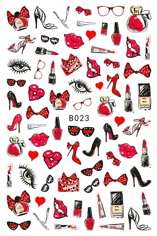 Valentine Hearts Lips Mouth Fashion Make up Nail Sticker