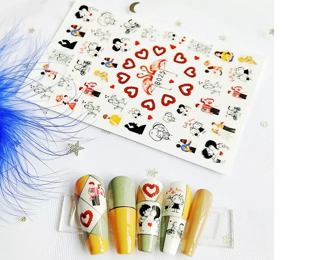 Valentine Hearts Love Mouth Fashion Make up Nail Sticker