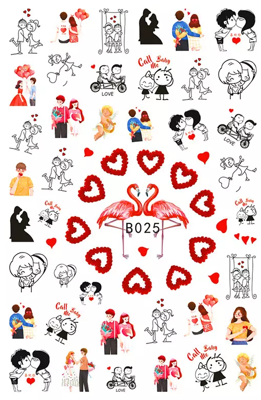 Valentine Hearts Love Mouth Fashion Make up Nail Sticker