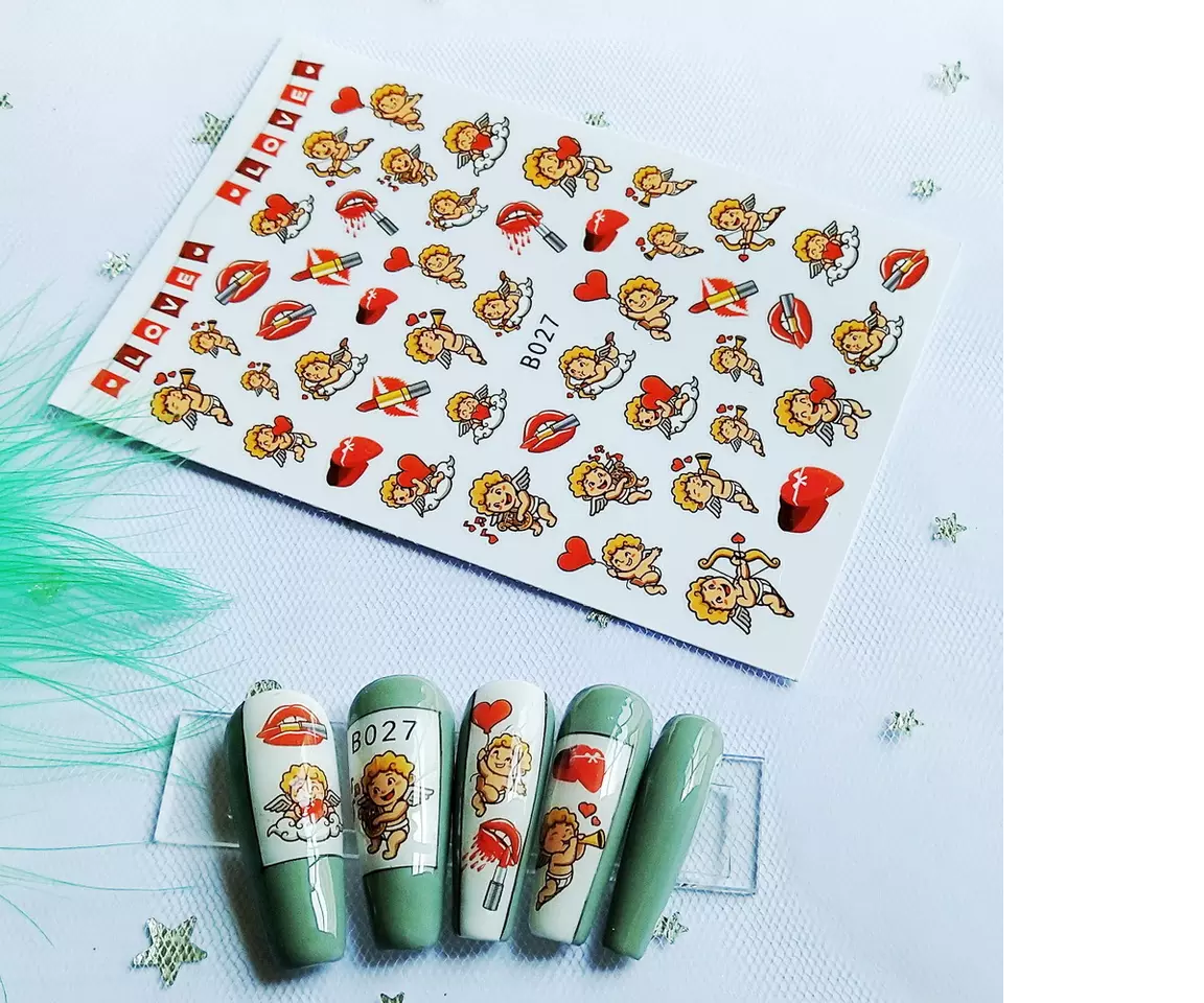 Valentine Hearts Love Cupid Fashion Make up Nail Sticker