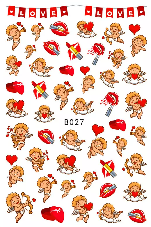 Valentine Hearts Love Cupid Fashion Make up Nail Sticker