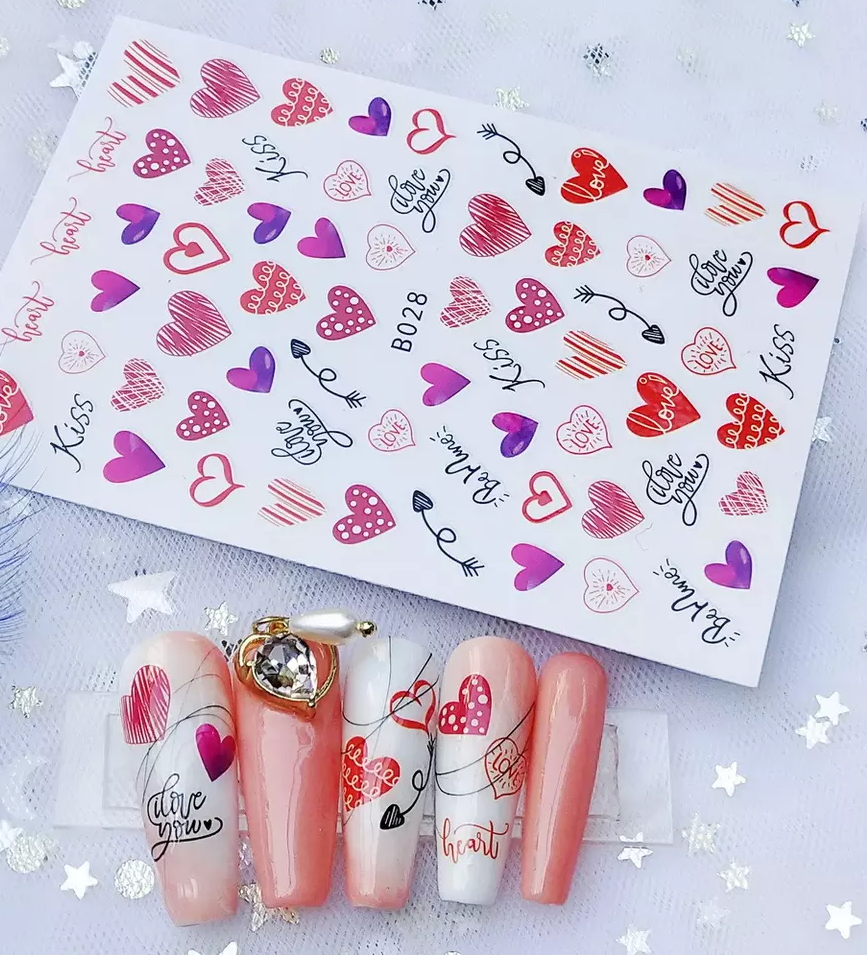 Valentine Hearts Love Cupid Fashion Make up Nail Sticker