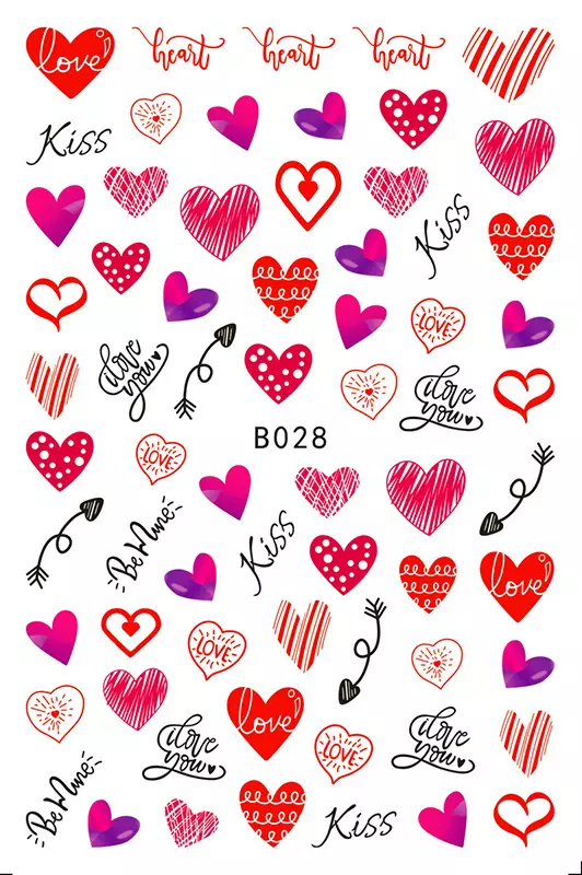 Valentine Hearts Love Cupid Fashion Make up Nail Sticker