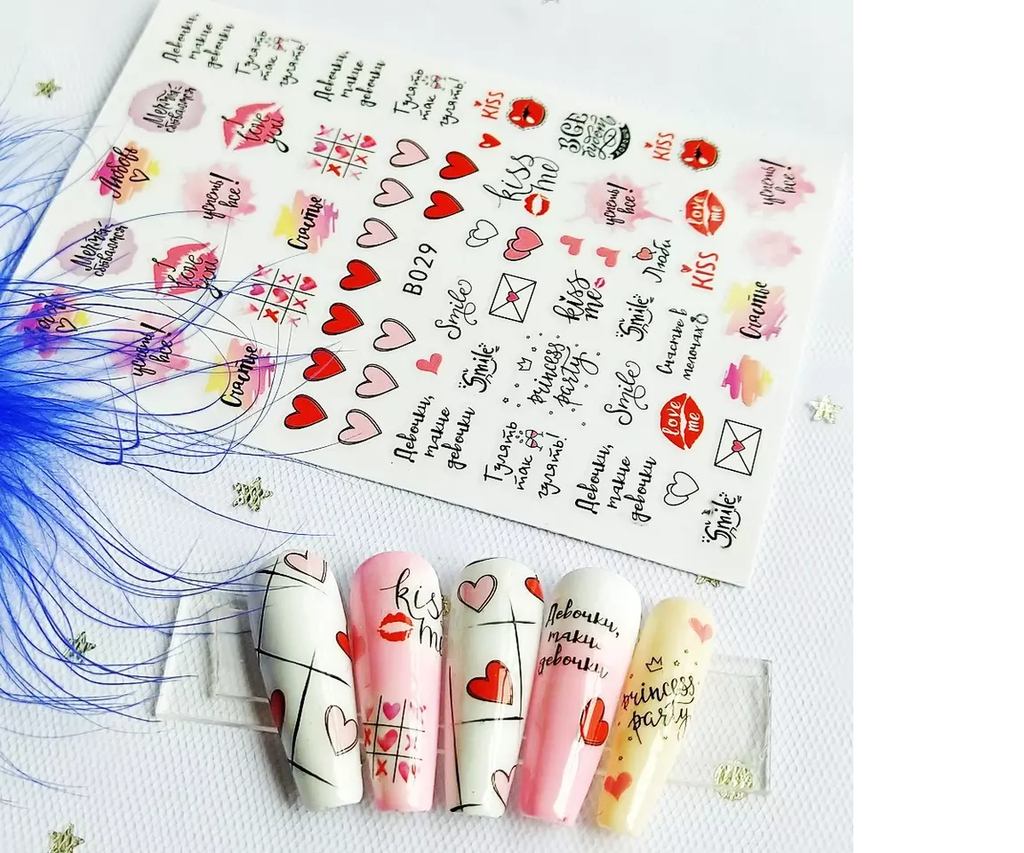 Valentine Hearts Love Cupid Fashion Make up Nail Sticker